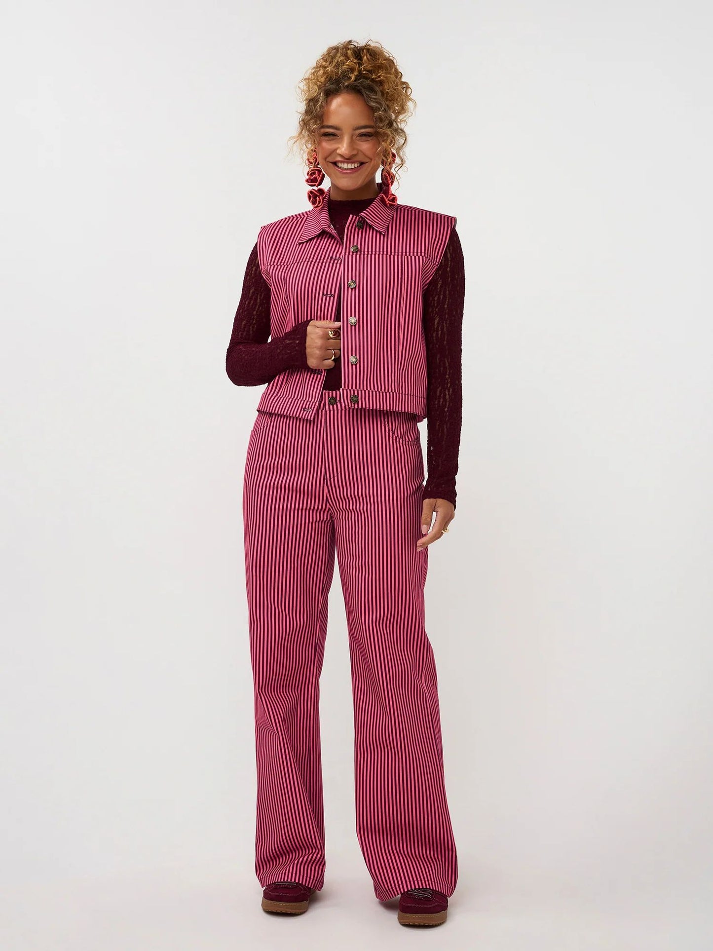 Ydence | Gilet Marit | Coral pink/burgundy
