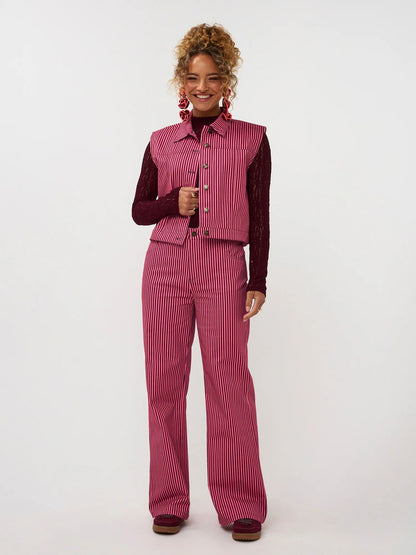 Ydence | Gilet Marit | Coral pink/burgundy