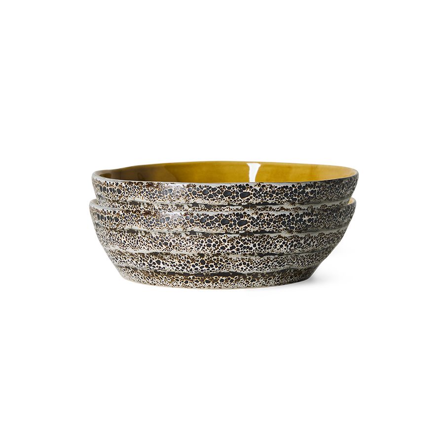 PRE-ORDER - HKLIVING - 70s ceramics: Pasta borden set van 2 - Brew