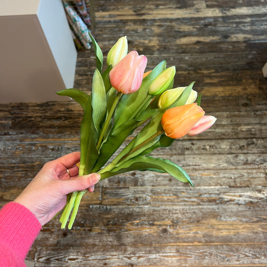 Bosje Tulpen Kort - Zalm/Roze/Geel