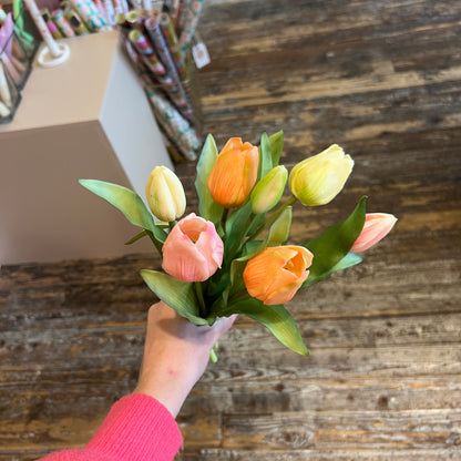 Bosje Tulpen Kort - Zalm/Roze/Geel