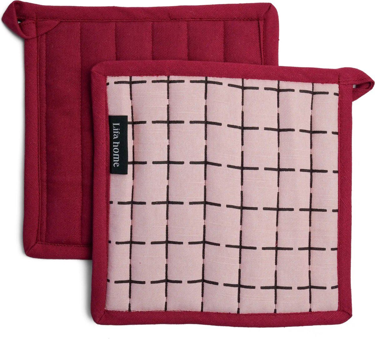 Lifa Home - Pannenlappen set van 2 - Vivid Pink Burgundy