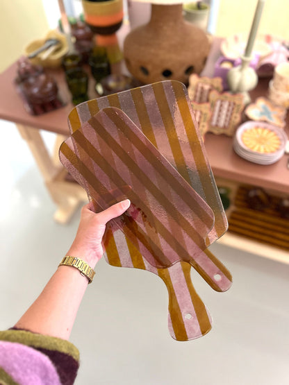 Borrelplank glas S - Roze/Oranje