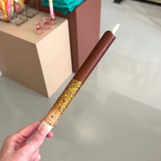 Led Kaars - Glitter Bruin/Terra