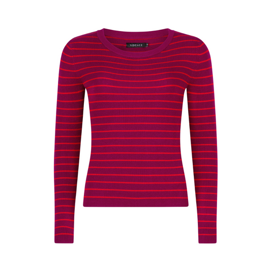 Ydence | Knitted Top Devina | Fuchsia purple/red
