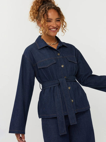 Ydence | Blouse Amina | Dark denim