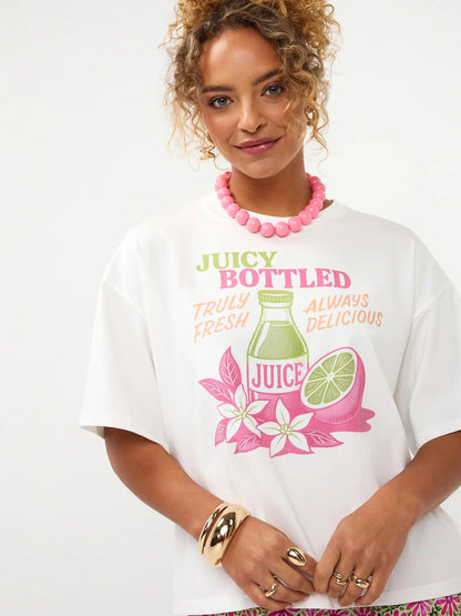 Ydence | T-shirt Juicy bottle | Berry pink