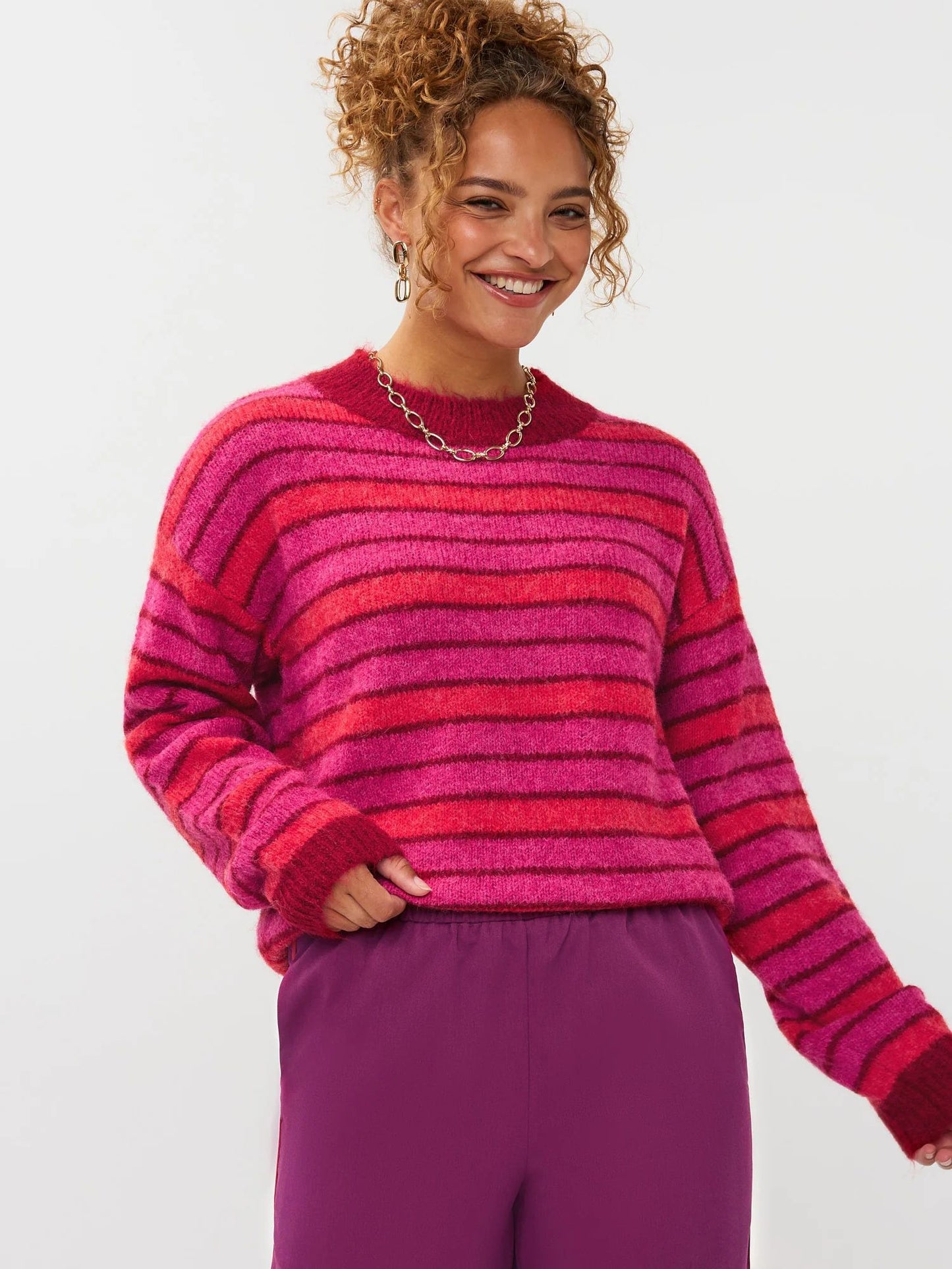 Ydence | Knitted Sweater Aria | Fuchsia/red