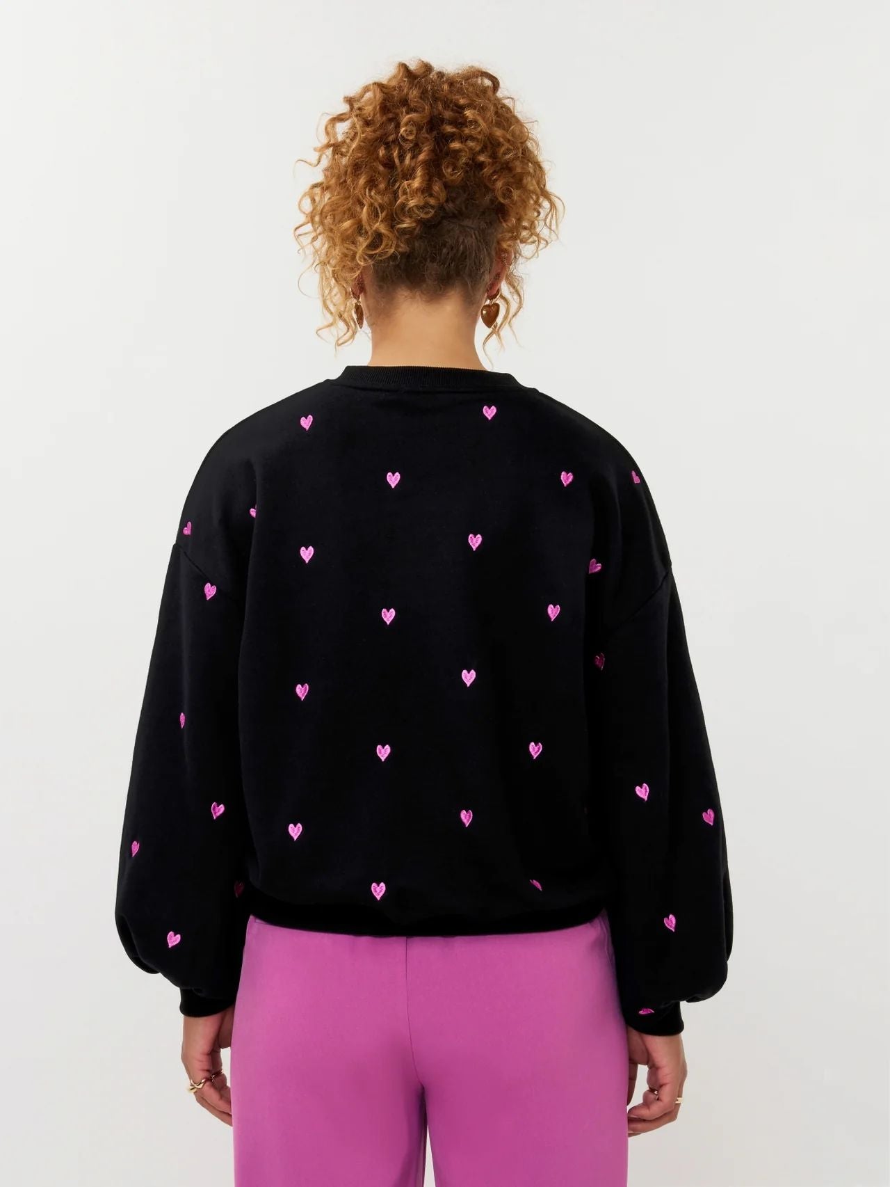 Ydence | Sweater Hearts | Black/fuchsia purple