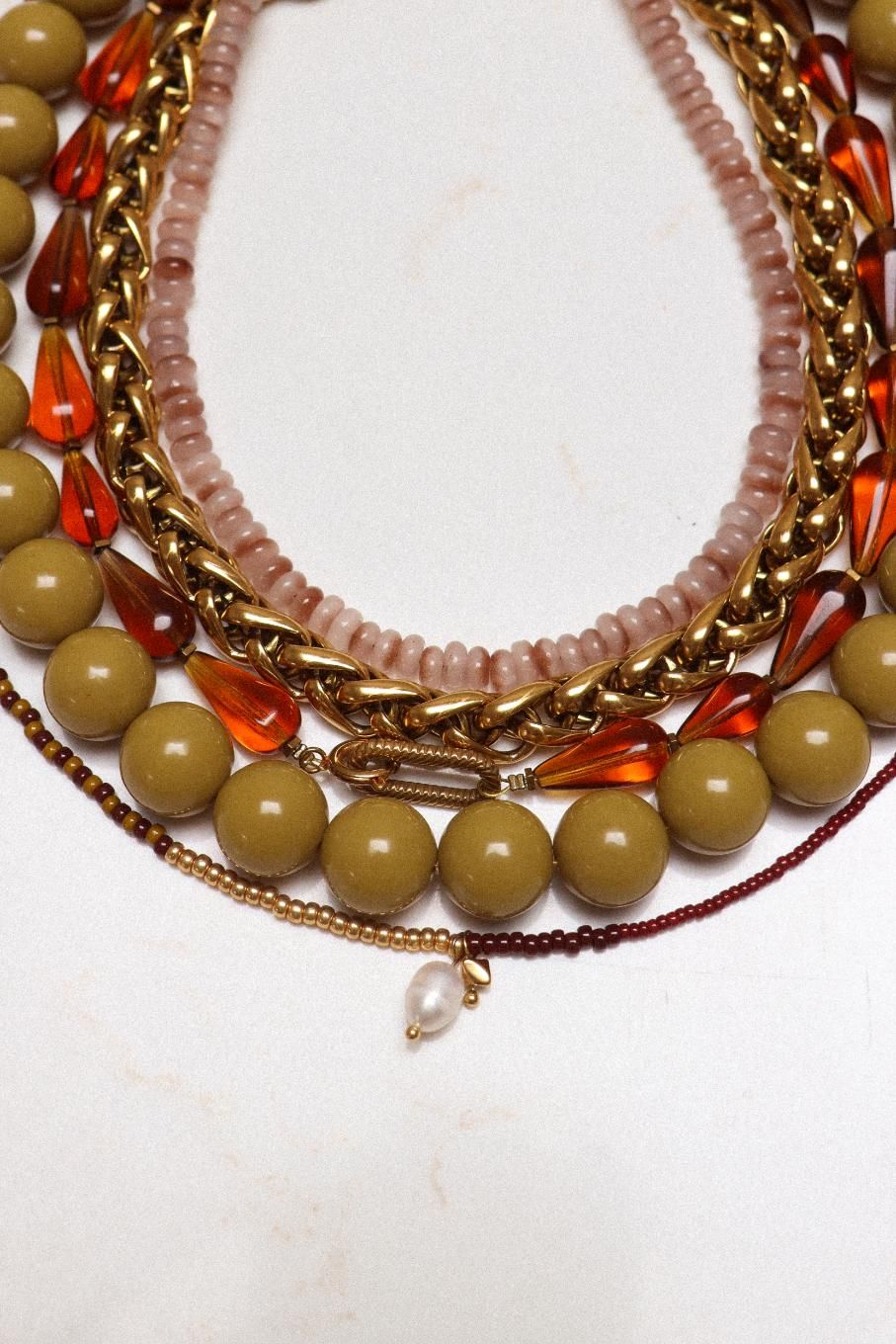 Label Kiki - Necklace Gold - Oxblood Long