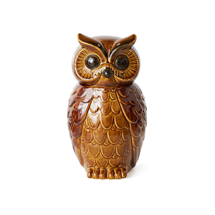 HKLIVING - Ceramic owl jar - Roasted