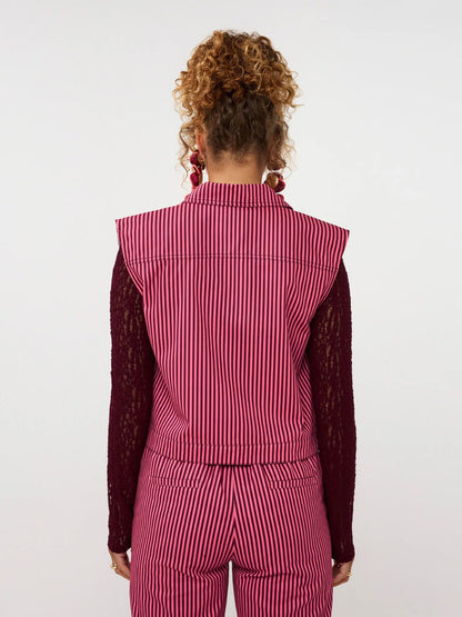Ydence | Gilet Marit | Coral pink/burgundy