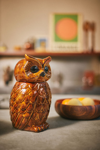HKLIVING - Ceramic owl jar - Roasted