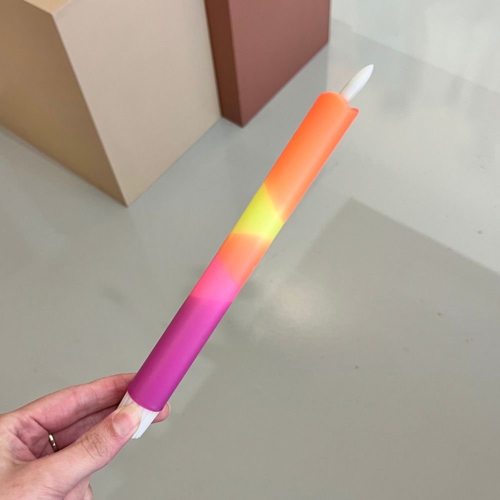 Led Kaars - Dip Dye Paars/roze/geel/oranje