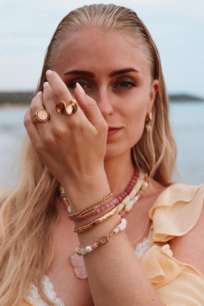 Label Kiki - Pink snake bracelet gold