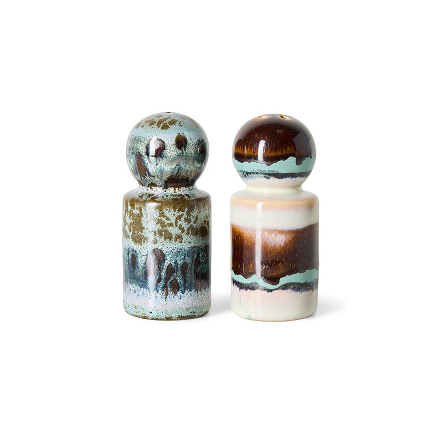 PRE-ORDER - HKLIVING - 70s ceramics: Pepper & zoutstel - Swirl
