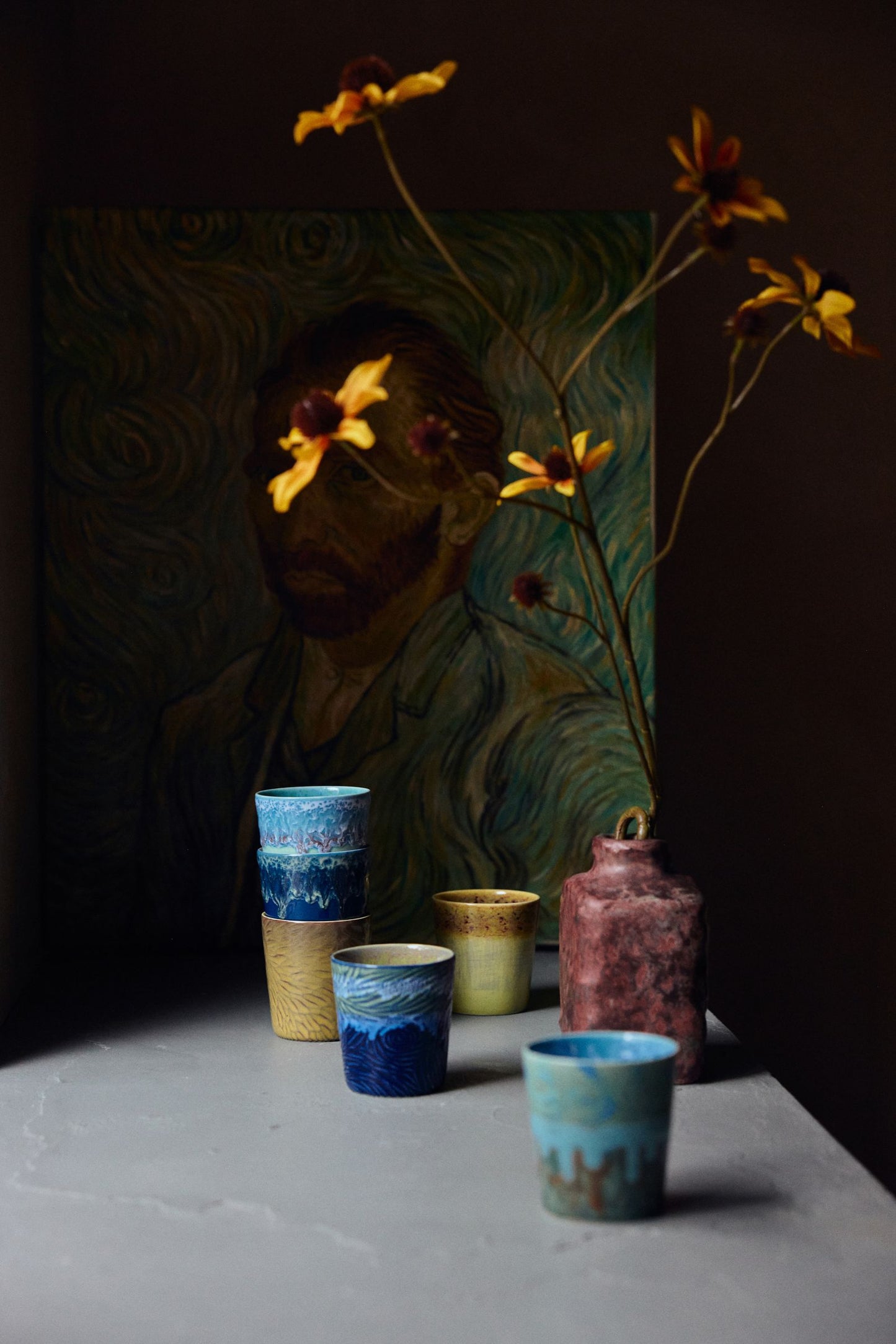 PRE ORDER - HKLIVING - 70s ceramics Van Gogh coffee mugs - Starry night
