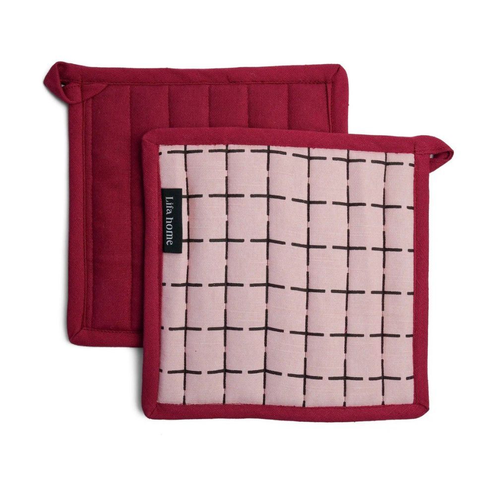 Lifa Home - Pannenlappen set van 2 - Vivid Pink Burgundy