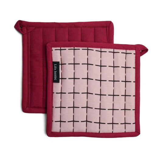 Lifa Home - Pannenlappen set van 2 - Vivid Pink Burgundy